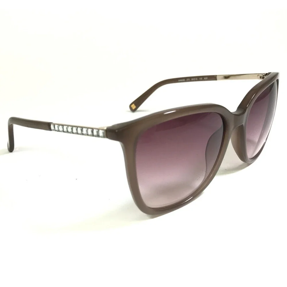 Nine West Sunglasses NW609S 272 Milky Taupe Brown Gold Frames with Purple Lenses